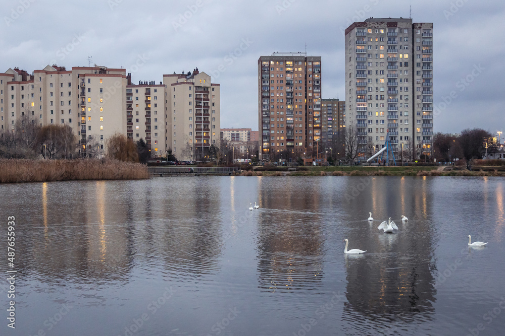 Canvas Prints Typical residential buildings from 80s and 90s in Goclaw area of Warsaw city, Poland