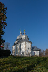 Fototapeta na wymiar old stone church in Zbarazh Ukraine in sunny autumn day weather