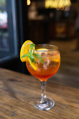sweet drink with orange and mint slices