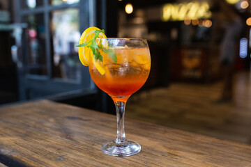 sweet drink with orange and mint slices