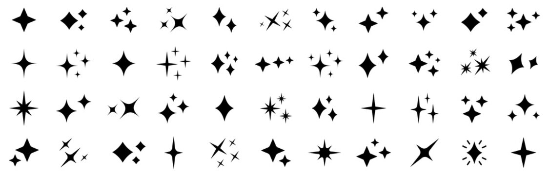 Sparkle star icons collection. Shine icons. Stars sparkles vector