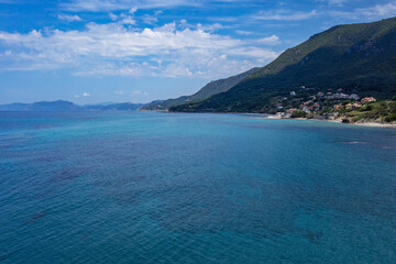 Skala and Paramonas, small villages on Ionian Sea shore on Corfu Island, Greece