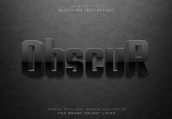 Black 3D Glossy Text Effect Mockup