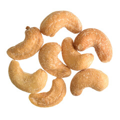 Salted Cashew Nuts Ioslated on White Background with Clipping Path