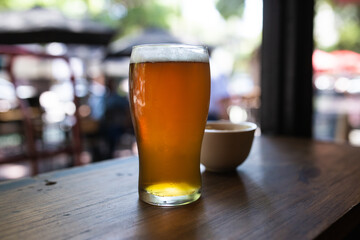 glass of sparkling craft beer