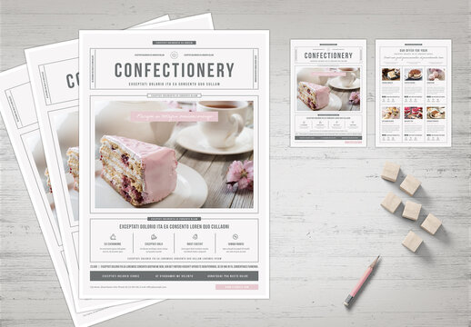 Confectionary Baker's Shop Flyer Template in Light Colors