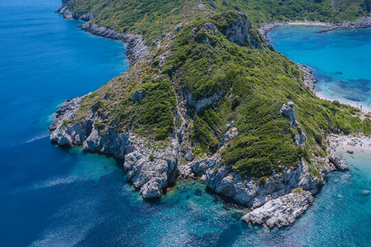 Arilla cape over Ionian Sea near Afionas village, Corfu Island in Greece © Fotokon