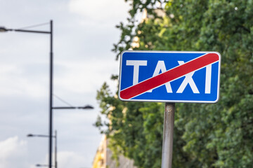 End of taxi rank sign in Warsaw city, Poland