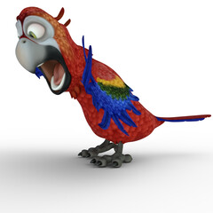 3D-illustration of a cute and funny cartoon parrot