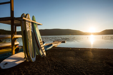 Paddle board sunrise