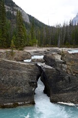the natural land bridge over the Kicking Horse river near Field, British Columbia