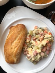 chop with potatoes and salad