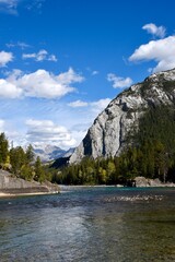 the Bow river in Banff, Alberta