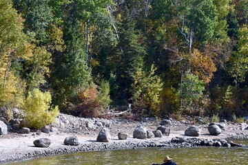 the shore of Lake Winnipeg on a fall day