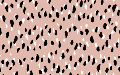 Abstract modern leopard seamless pattern. Animals trendy background. Beige and black decorative vector stock illustration for print, card, postcard, fabric, textile. Modern ornament of stylized skin