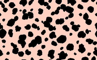 Obraz premium Abstract modern leopard seamless pattern. Animals trendy background. Beige and black decorative vector stock illustration for print, card, postcard, fabric, textile. Modern ornament of stylized skin