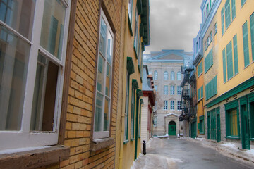 View of the architecture of the pretty old town of Quebec, a UNESCO heritage site