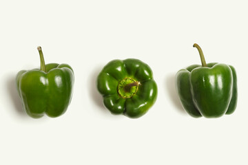 Bell pepper on both sides and on top. Flat lay isolated on squirrel