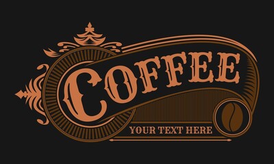 Coffee frame decoration logo vintage retro vector illustration for your company or brand
