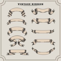Ribbon vintage hand drawn vector illustration for your company or brand