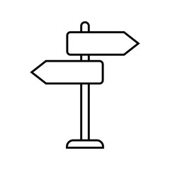 Signpost icon, direction icon isolated, expanded stroke