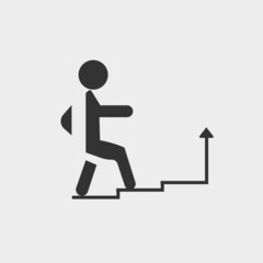 Climbing stairs vector icon illustration sign