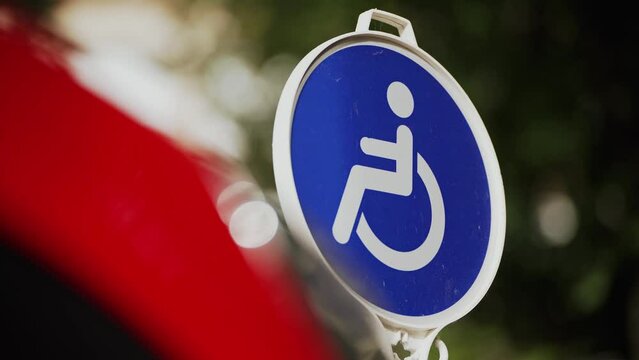 Disabled handicap parking space reserved for handicapped. Parking for people with special needs. Special places for cars. Wheelchair parking symbol. vector icon
