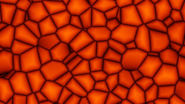 Morphing animation of symmetrical orange squares and rectangles. Abstract tile pattern. Motion graphic and 3D animation