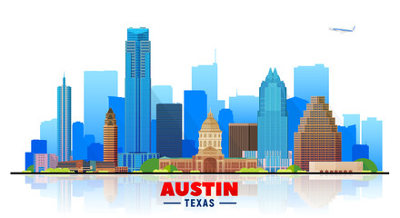 Austin Texas city skyline vector illustration. Background with a city panorama. Travel picture.