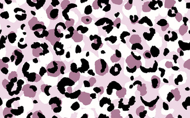 Abstract modern leopard seamless pattern. Animals trendy background. Pink and black decorative vector stock illustration for print, card, postcard, fabric, textile. Modern ornament of stylized skin