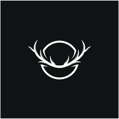 Head Horn Deer Antlers Stag Bull Buffalo Cow Taurus and Circle Logo Design Graphic Icon