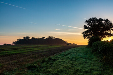 Fototapeta na wymiar An early morning misty view over Sussex farmalnd