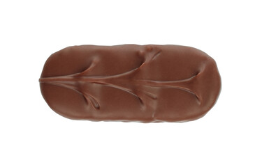 Chocolate bar top view isolated on white background