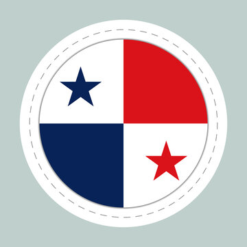 Sticker ball with flag of Panama. Round sphere, template icon. National symbol. Glossy realistic ball, 3D abstract vector illustration. Big bubble