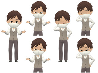 [Trouble A] African American Man Vest Medium hair front