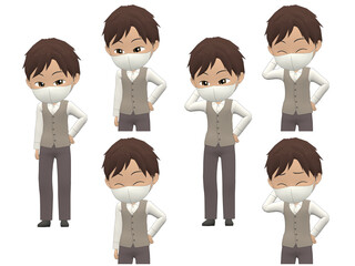 [Shy A] African American Man Vest Medium hair front