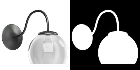 3D rendering illustration of a wall lamp