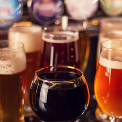 porter dark beer on wooden table square