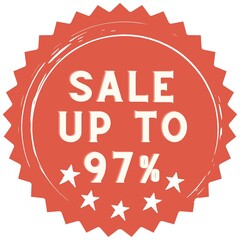 97% discount red sticker to use in your shop/restaurant or anything you want to sell.