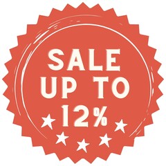 12% discount red sticker to use in your shop/restaurant or anything you want to sell.