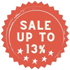13% discount red sticker to use in your shop/restaurant or anything you want to sell.