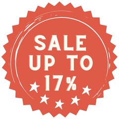17% discount red sticker to use in your shop/restaurant or anything you want to sell.