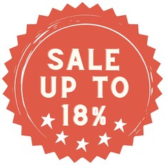 18% discount red sticker to use in your shop/restaurant or anything you want to sell.