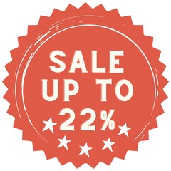 22% discount red sticker to use in your shop/restaurant or anything you want to sell.