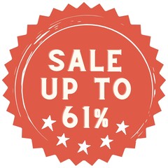61% discount red sticker to use in your shop/restaurant or anything you want to sell.