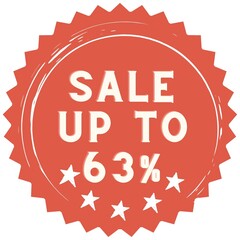 63% discount red sticker to use in your shop/restaurant or anything you want to sell.