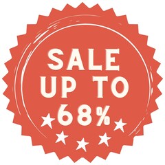 68% discount red sticker to use in your shop/restaurant or anything you want to sell.