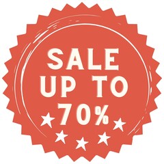 70% discount red sticker to use in your shop/restaurant or anything you want to sell.