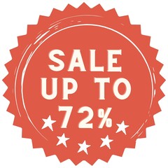 72% discount red sticker to use in your shop/restaurant or anything you want to sell.