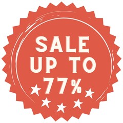 77% discount red sticker to use in your shop/restaurant or anything you want to sell.